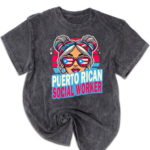 Puerto Rican Latina Social Worker MSW Masters Graduation Mineral Wash Tshirts - Best Gift Smart