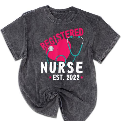 Registered Nurse Est 2022 Nursing Student RN Fun Graduation Mineral Wash Tshirts - Best Gift Smart