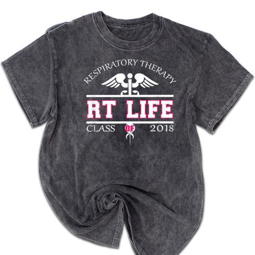Respiratory Therapist Graduation Class Of 2018 Pink RT Life Mineral Wash Tshirts - Best Gift Smart