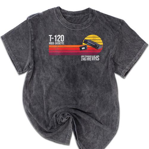 Retro 80's 90's Music Nostalgia Video Cassette Tape VHS Mineral Wash Tshirts - Figerry