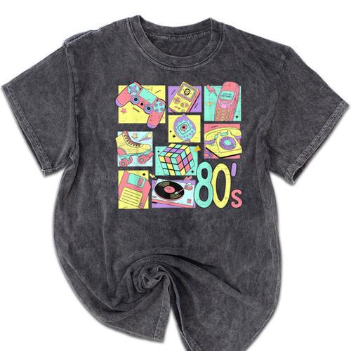 Retro 80s Nostalgia 1980s Throwback Party Costume Mineral Wash Tshirts - Figerry
