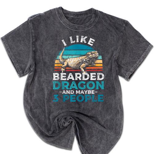 Retro Bearded Dragon Introvert For Lizard Lovers Mineral Wash Tshirts - Raresse