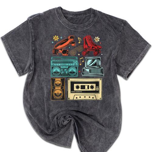 Retro Cassette 70s 80s 90s Music Vintage Party Nostalgia Mineral Wash Tshirts - Figerry
