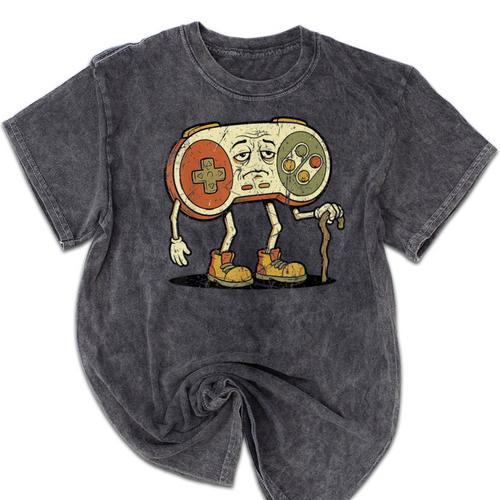 Retro Gamer 80s 90s Gaming Nostalgia Video Game Men Mineral Wash Tshirts - Figerry