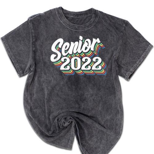 Retro Senior Class Of 2022 Men Women Graduation 90's Grad Mineral Wash Tshirts - Best Gift Smart