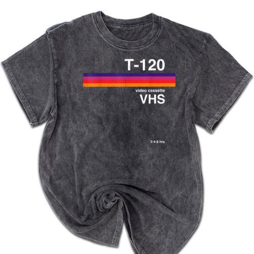 Retro VHS Tape Graphics 80s 90s Nostalgia Costume Mineral Wash Tshirts - Figerry