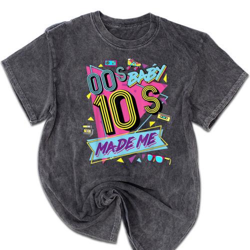 Retro Vintage 00's Baby 10's Made Me Nostalgia Classic Mineral Wash Tshirts - Figerry