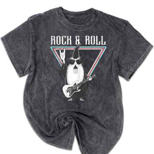 Rock & Roll Wizard Music Nostalgia Mineral Wash Tshirts - Figerry
