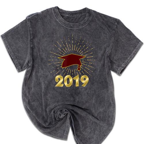 Senior 2019 Graduation Shirt Burgundy Gold Class Colors G23 Mineral Wash Tshirts - Best Gift Smart