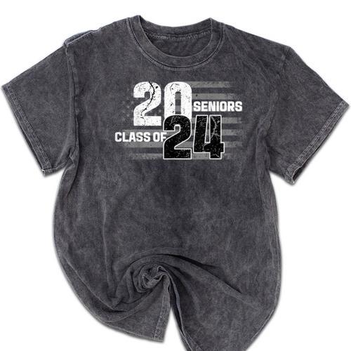 Senior 2024 Graduation Class Of 2024 Senior Women Boy Girl Mineral Wash Tshirts - Best Gift Smart