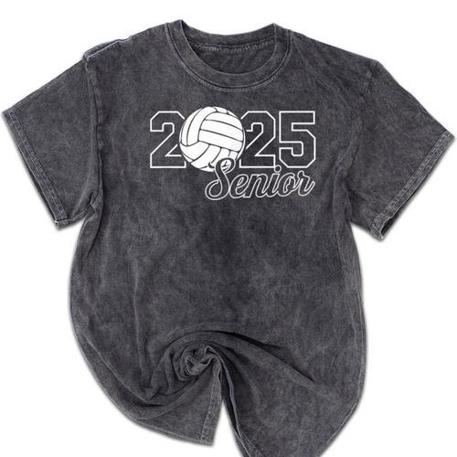 Senior 2025 Volleyball Mom High School Graduation Outfit Pro Mineral Wash Tshirts - Best Gift Smart
