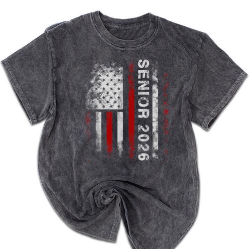 Senior 2026 American Flag Shirt USA Graduation Class Of 2026 Mineral Wash Tshirts - Best Gift Smart