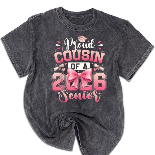 Senior 2026 Class Of 26 Coquette Pink Bow Graduation Cousin Mineral Wash Tshirts - Best Gift Smart