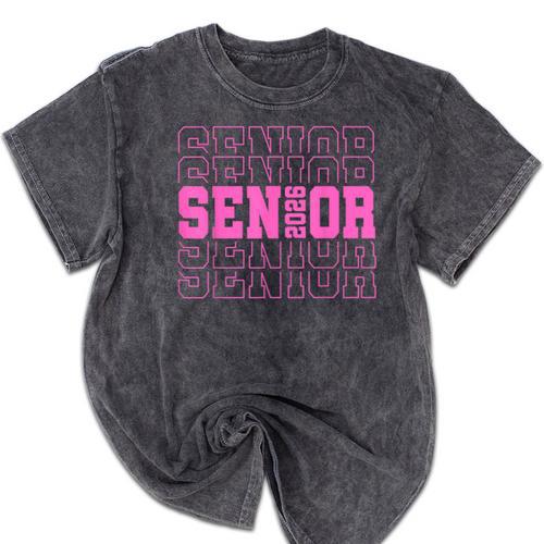 Senior 2026 Class Of 2026 Boys Girls Matching Graduation Mineral Wash Tshirts - Best Gift Smart