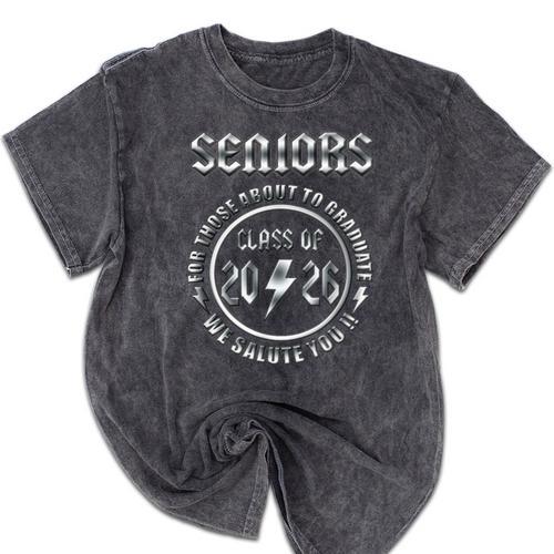 Senior 2026 Iconic Classic Rock Graduation Retro Mineral Wash Tshirts - Best Gift Smart