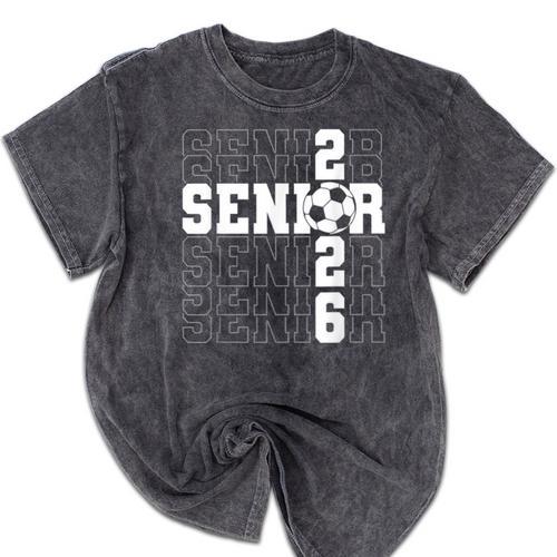 Senior 2026 Soccer Player Class Of 2026 Senior Graduation Mineral Wash Tshirts - Best Gift Smart