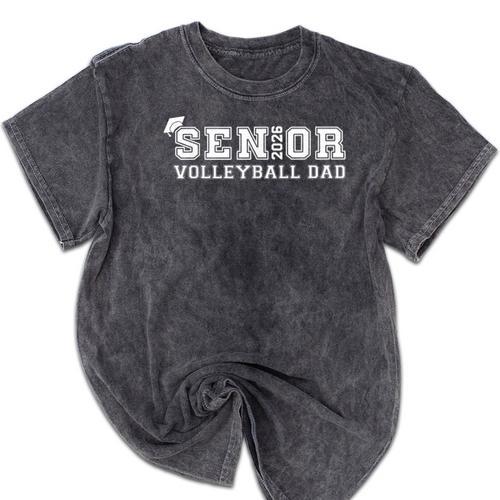 Senior 2026 Volleyball Dad Graduation Class Of 2026 Graduate Mineral Wash Tshirts - Best Gift Smart