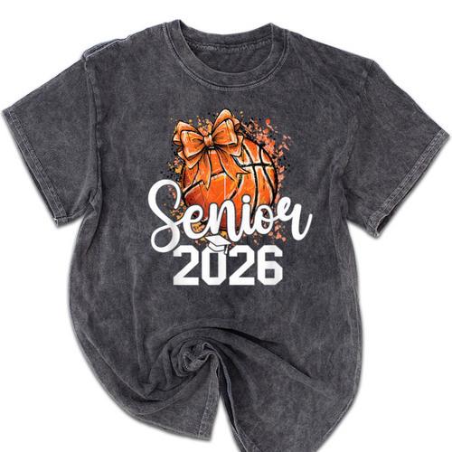Senior Basketball Class Of 2026 Coquette Graduation Day Mineral Wash Tshirts - Best Gift Smart