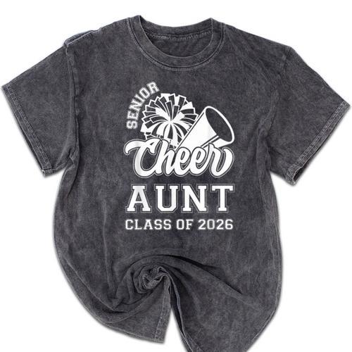 Senior Cheerleader Aunt Cheer Class Of 2026 Graduation Women Mineral Wash Tshirts - Best Gift Smart