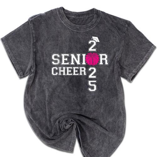 Senior Cheerleader Cheer Class Of 2025 Graduation Graduate Mineral Wash Tshirts - Best Gift Smart