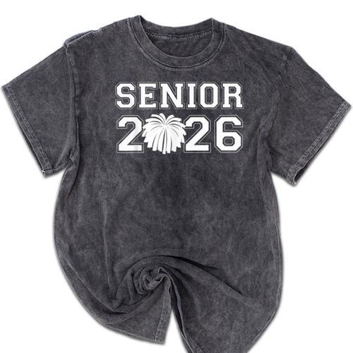 Senior Cheerleader Cheer Class Of 2026 Graduation Graduate Mineral Wash Tshirts - Best Gift Smart