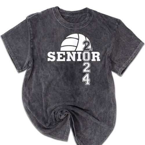 Senior Class Of 2024 Volleyball Seniors School Graduation Mineral Wash Tshirts - Best Gift Smart