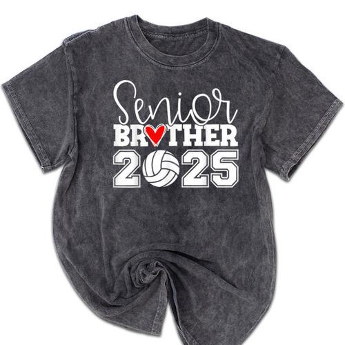 Senior Volleyball Brother 2025 Class Of 2025 Graduation Mineral Wash Tshirts - Best Gift Smart