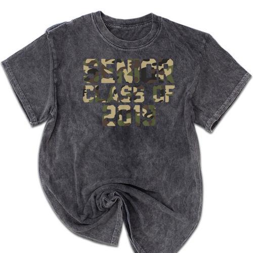 Seniors 2019 Class TShirt Camo Print T-Shirt Graduation Gift Mineral Wash Tshirts - Best Gift Smart
