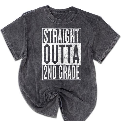 Straight Outta 2nd Grade Great Graduation Shirt Mineral Wash Tshirts - Best Gift Smart