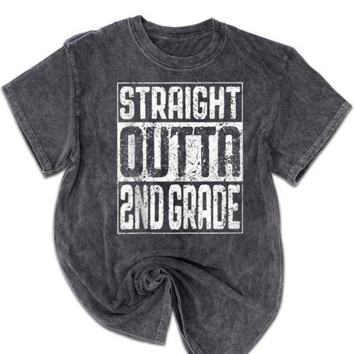 Straight Outta 2nd Grade Shirt Second Grade Graduation Mineral Wash Tshirts - Best Gift Smart