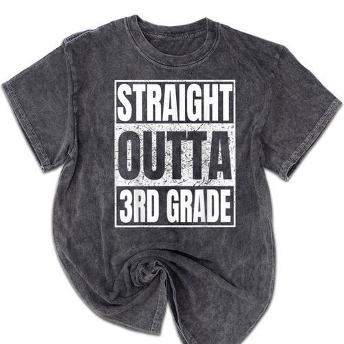 Straight Outta 3rd Grade Graduation Class 2025 Third Grade Mineral Wash Tshirts - Best Gift Smart