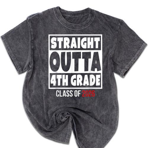 Straight Outta 4th Grade Class Of 2026 Shirt Graduation Mineral Wash Tshirts - Best Gift Smart