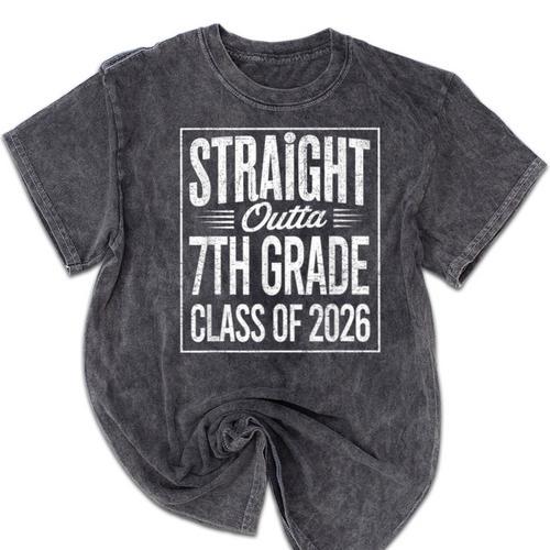 Straight Outta 7th Grade Graduation Class Of 2026 Graduate Mineral Wash Tshirts - Best Gift Smart