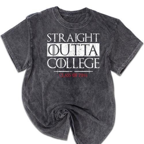 Straight Outta College Shirt Class Of 2018 Graduation Mineral Wash Tshirts - Best Gift Smart