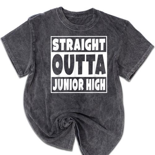 Straight Outta Junior High 8th Grade Graduation Mineral Wash Tshirts - Best Gift Smart