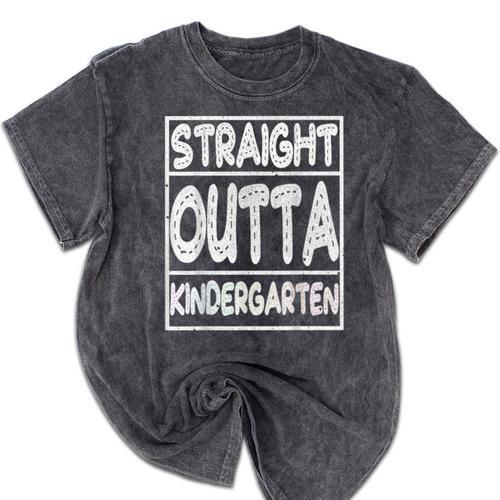 Straight Outta Kindergarten Shirt Great Graduation Idea Mineral Wash Tshirts - Best Gift Smart