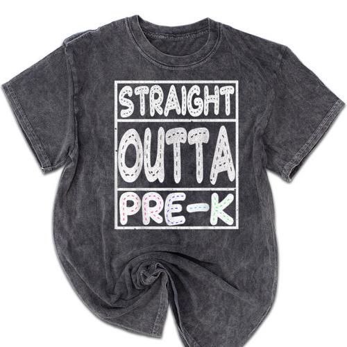 Straight Outta Pre-K Shirt Great Graduation Preschools Mineral Wash Tshirts - Best Gift Smart