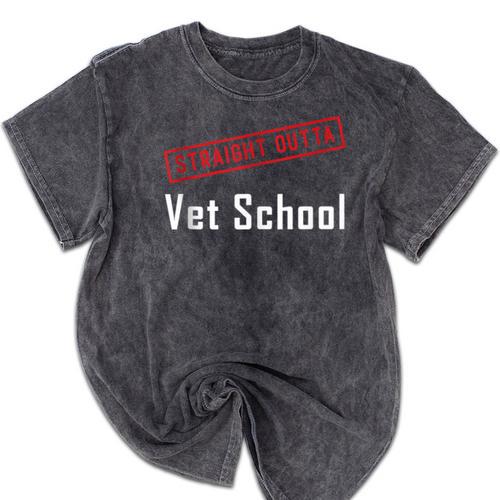 Straight Outta Vet School Graduation Veternarians I Survived Mineral Wash Tshirts - Best Gift Smart
