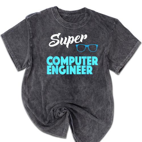 Super Computer Engineer New Job Graduation Mineral Wash Tshirts - Best Gift Smart