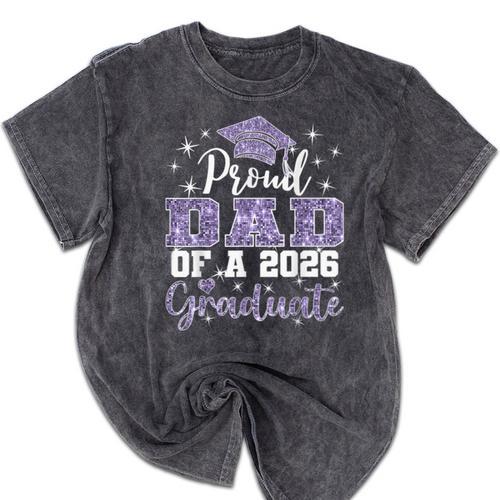 Super Proud Dad Of 2026 Graduate Senior Graduation Family Mineral Wash Tshirts - Best Gift Smart