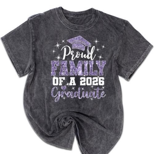 Super Proud Family Of 2026 Graduate Senior Graduation Family Mineral Wash Tshirts - Best Gift Smart