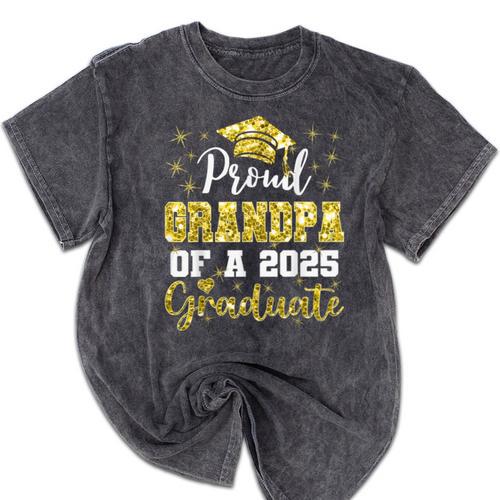 Super Proud Grandpa Of 2025 Graduate Graduation Family Mineral Wash Tshirts - Best Gift Smart