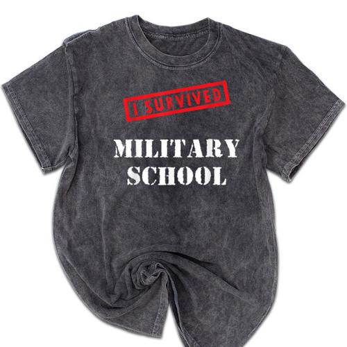 I Survived Military School Graduation Straight Outta Mineral Wash Tshirts - Best Gift Smart