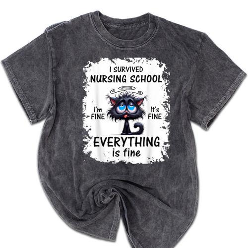 I Survived Nursing School Graduation 2025 Mineral Wash Tshirts - Best Gift Smart
