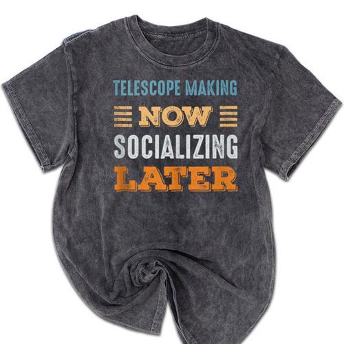 Telescope Making Now Minimal Socializing Introvert Vintage Mineral Wash Tshirts - Raresse