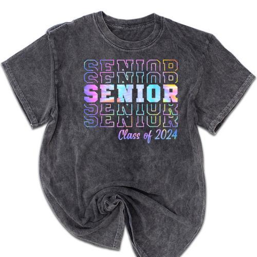 Tie Dye Senior 24 Class Of 2024 Seniors Graduation 24 Mineral Wash Tshirts - Best Gift Smart