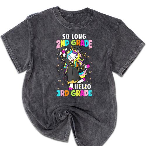 Unicorn So Long 2nd Grade Hello 3rd Grade Graduation Mineral Wash Tshirts - Best Gift Smart