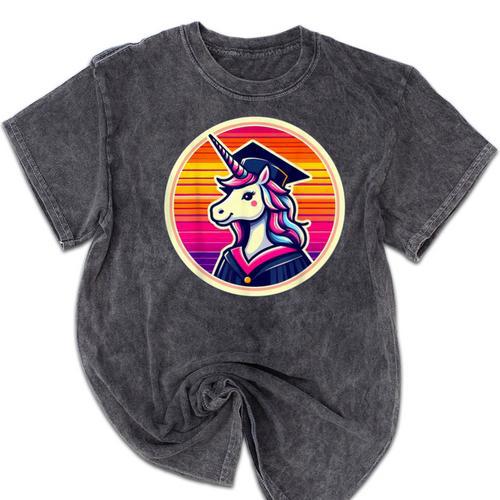 Unicorn University Graduation Graduating School Girl Cute Mineral Wash Tshirts - Best Gift Smart