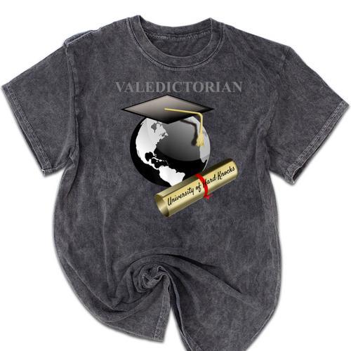 Valedictorian University Of Hard Knocks Graduation Tshirt Mineral Wash Tshirts - Best Gift Smart