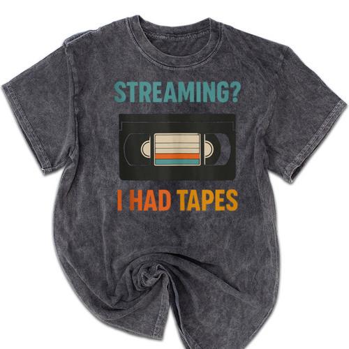 VHS Cassette Tape Retro 80s 90s Nostalgia Mineral Wash Tshirts - Figerry